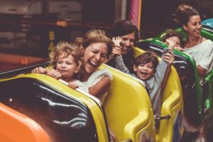 family on roller coaster